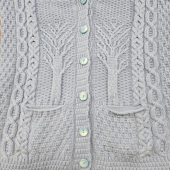 Kilronan Knitwear Womens L Large 100% Merino Wool Cableknit Cardigan Sweater - Picture 5 of 15